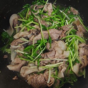 水菜と豚肉の昆布茶炒め